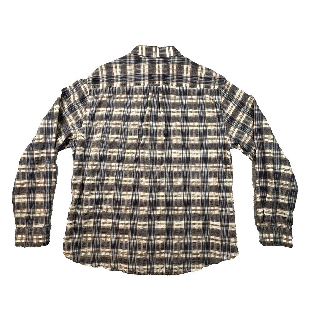 Carbon2Cobalt‎ Men's L Brown & Blue Plaid Linen Blend LS Button Up SEE DESC - Picture 2 of 14